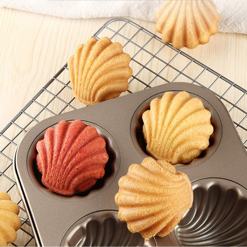 Webake Classic Madeleine Baking Pan, Bronze, 2 Pieces, Non-Stick Coating, 6 Shell-Shaped Moulds, 10.2" X 7" X 1.2", 1.6 Oz Each, Oven, Dishwasher Safe image number 3