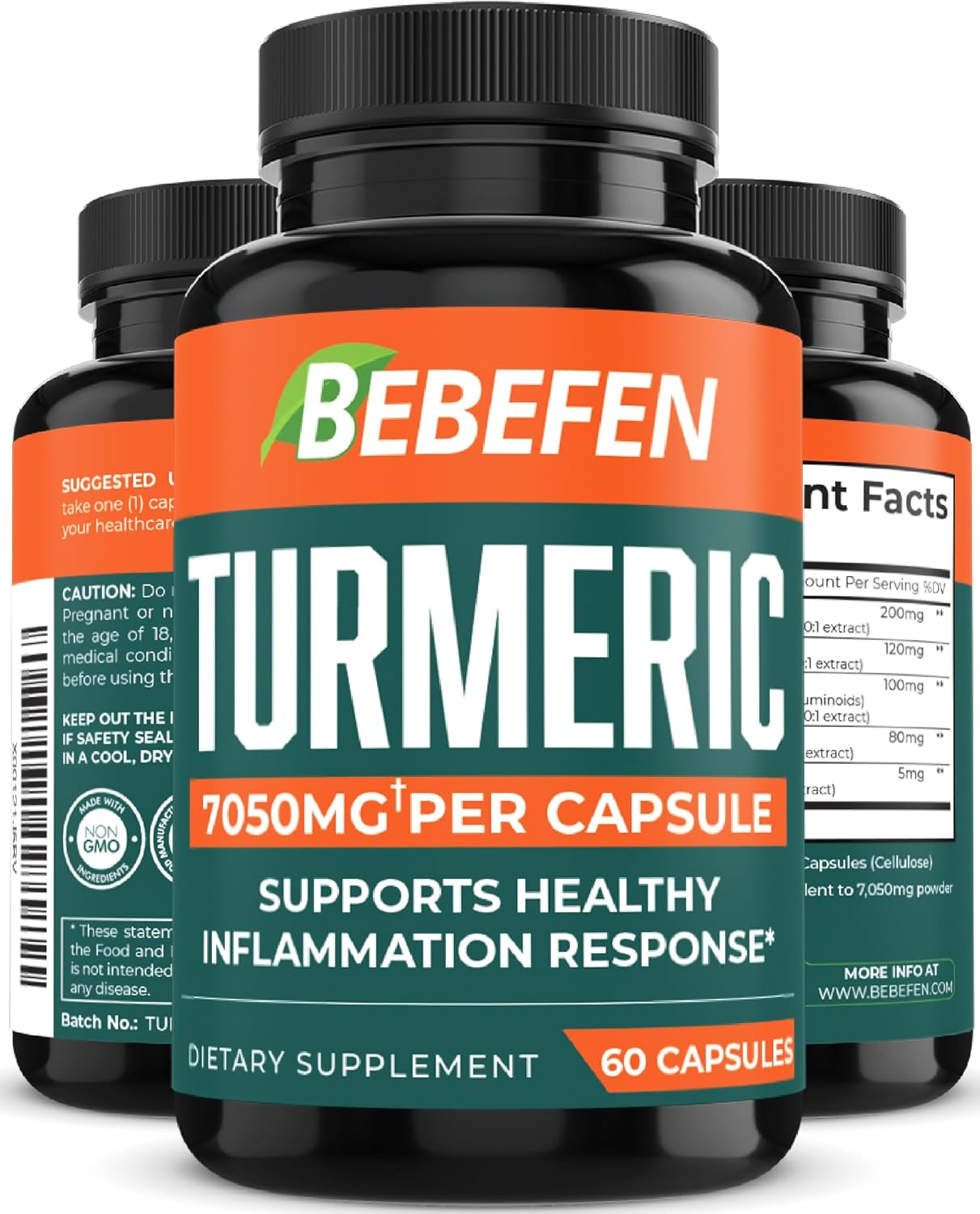 Turmeric Curcumin with Apple Cider Vinegar, Ginger 7050Mg - 95% Curcuminoids for Support Immune System - 2 Months Supply image number 6