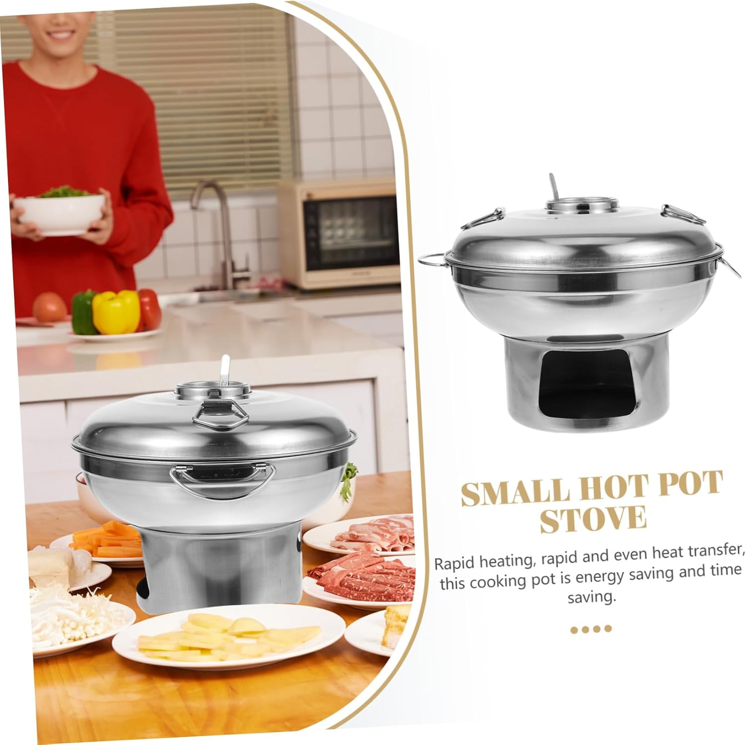 Thickened Alcohol Pot 20Cm Household Hot Pot Cooking Accessories Double Handle Cookware Rapid Heat Transfer Safe to Use for Outdoor Indoor image number 2
