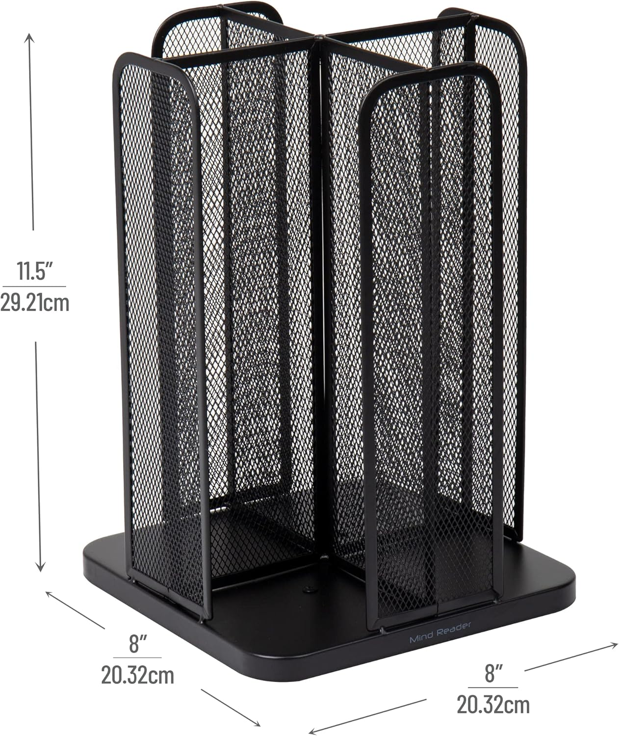 Mind Reader Carousel 4 Compartment Cup and Lid Organizer, Black Mesh image number 5