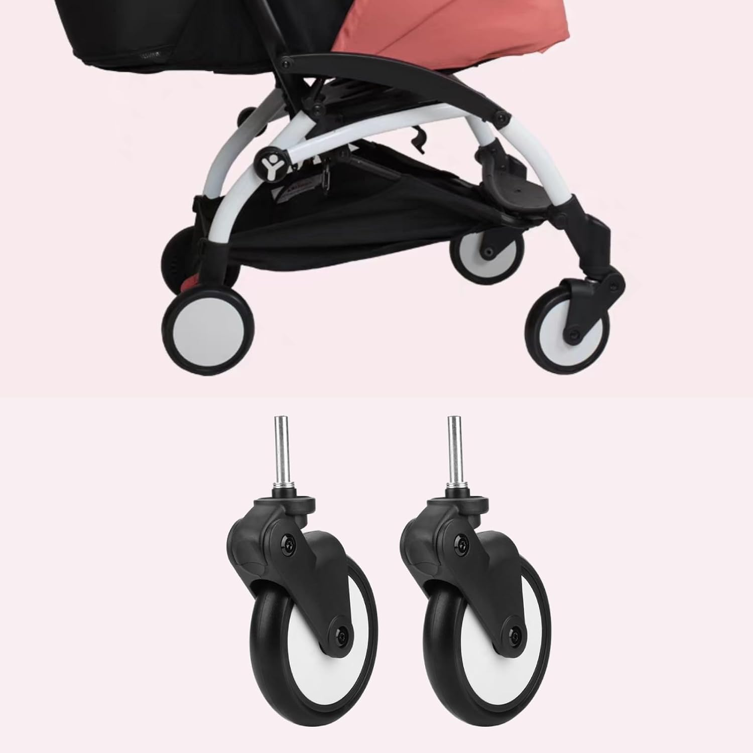 Baby Stroller Wheels, Replacement Wheels for Stroller, Plastic Wheel Replacement, Suitable for Providing Excellent Stability(A Pair of Front Wheels) image number 6