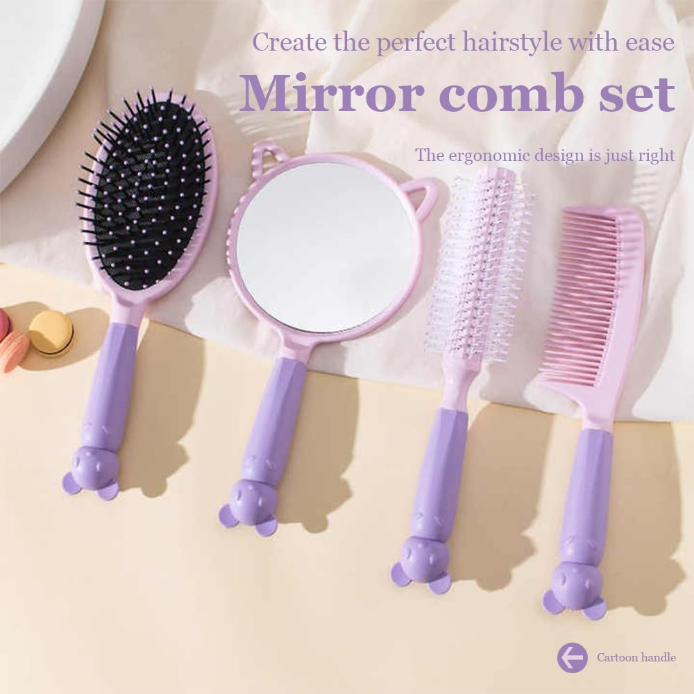 MTSDM Air Cushion Comb Massage, Portable Anti-Static Fluffy Comb, Ladies Airbag Comb, Long Hair Straight Hair Curly Hair Home with Handheld Mirror image number 3