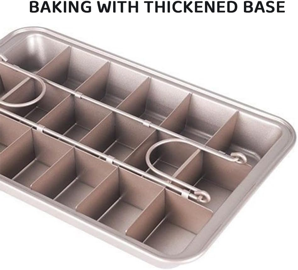 Ranqisys Brownie Pan with Removable Dividers &ndash; Non-Stick Rectangle Baking Tray with Built-In Slicer, 18 Pre-Slice Sections for Brownies, Muffins & Cupcakes, Oven-Safe Bakeware image number 4