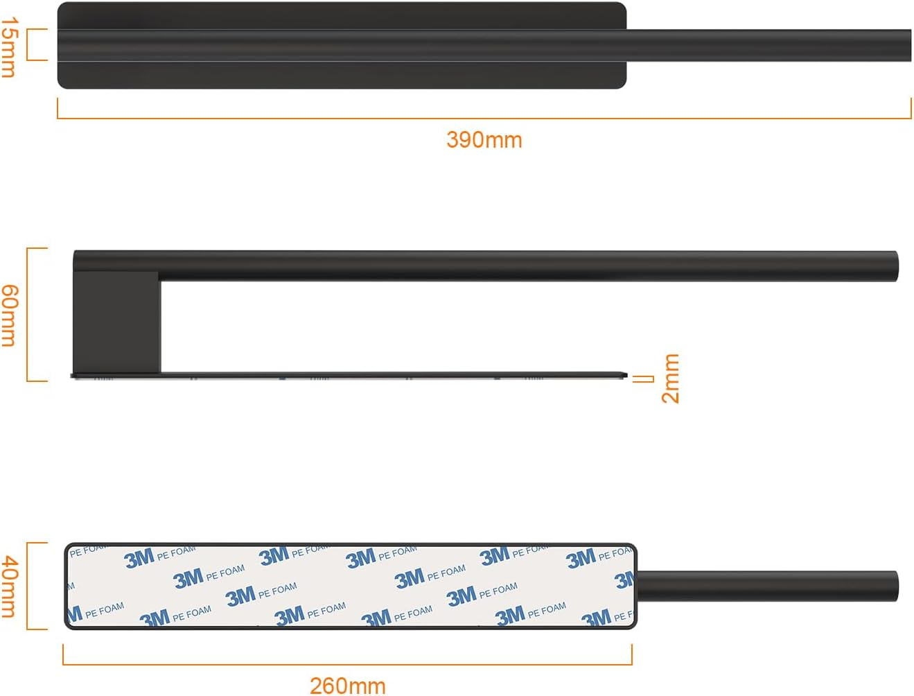 Ibergrif M34453B Towel Rail, 39CM Self Adhesive Hand Towel Holder for Bathroom/Kitchen Accessory, SUS304 Stainless Steel, No Drilling