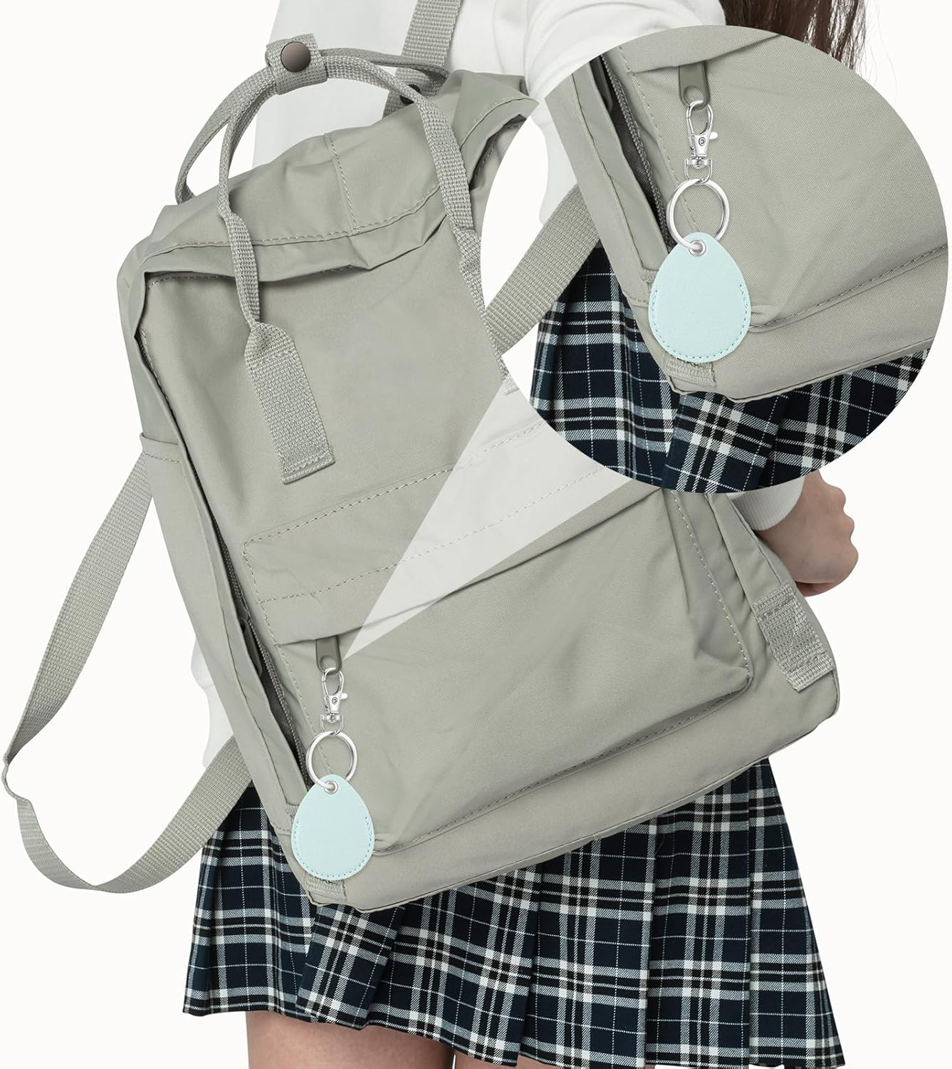 Key Fob Holder Leather, 8Pcs Drop Shaped Keychain Holder with Metal Rings, Colorful PU Keyring for Keys ID Key Cards image number 4