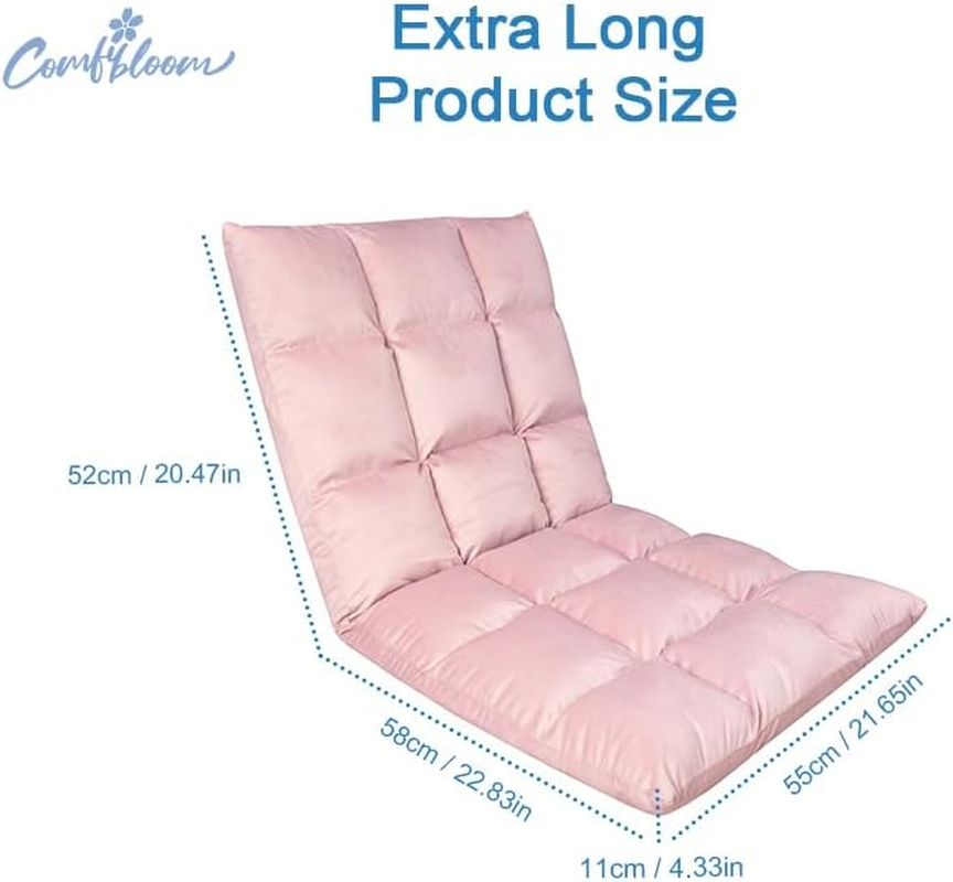 Extra Long Foldable Floor Lounger Chair, Floor Chair, Floor Sofa,Adjustable Back, Reading, Gaming, Watching TV, Coral Velvet Cover, Measuring 110 X 55 X 11 Cm. (Pink) image number 2