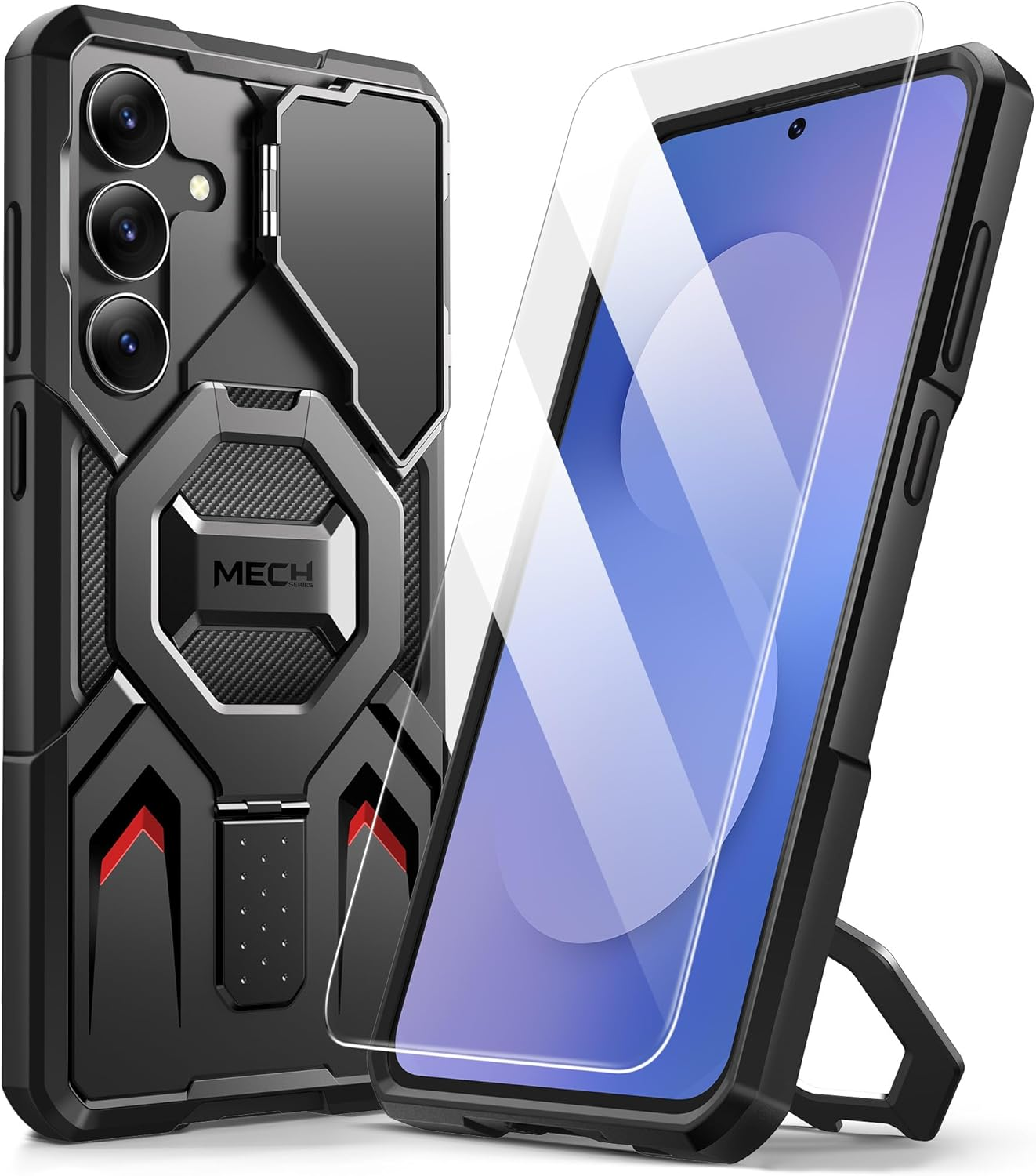 TONGATE Magnetic for Samsung Galaxy S25 FE Case with Privacy Screen Protector, [Compatible with Magsafe][Camera Protective Cover][Military-Grade Protection] Ring Stand Phone Case S25 FE 6.7", Black