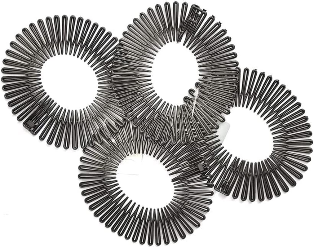 2 Pieces Black Stretch Comb, Full Circular Stretch Hair Comb, Plastic Headband, Hair Band Holder, Hairstyle Accessories for Long and Short Hair, Headband and Headbands, Hair Accessories