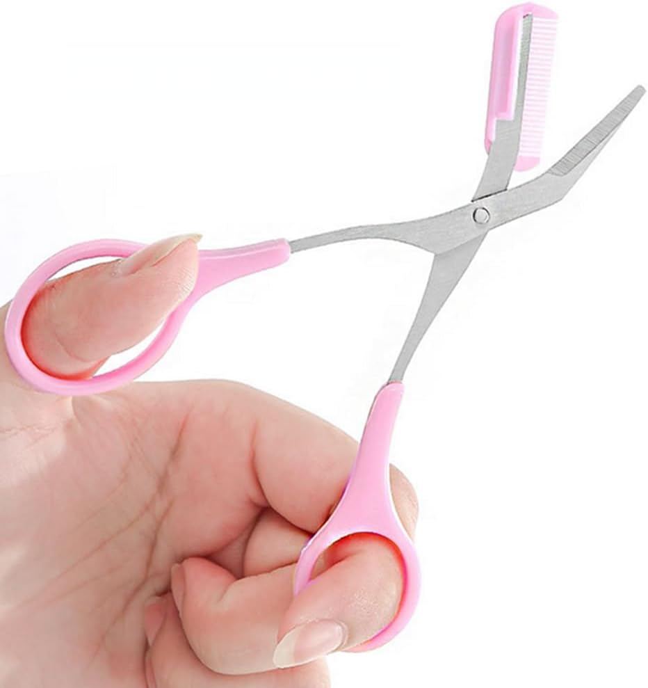 Professional Stainless Steel Eyebrow Grooming Shear Scissors with Plastic Combeyebrow Shaving Scissors Hair Remover Beauty Tool Beauty Accessories for Men and Women