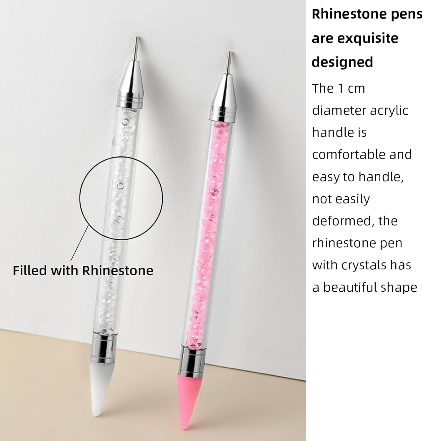 Luojinluoda Rhinestone Picker Tool 2 Acrylic Handle Bedazzler Kit - Dual-Ended Nail Art Tools with 4 Wax Tips & 1 Tweezer, DIY Nail Accessories for Rhinestones Application​ image number 4