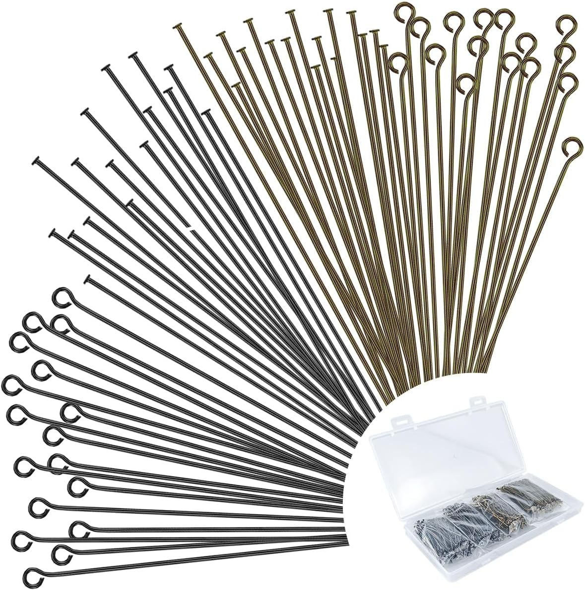 600 Pieces 2 Inch Flat Head Pins Eye Pins for Jewelry Making DIY, Straight Head Eye Pins Gold and Sliver Jewelry Making Pin Metal End Headpins for Craft Earring Bracelet Necklace Pendant Supplies
