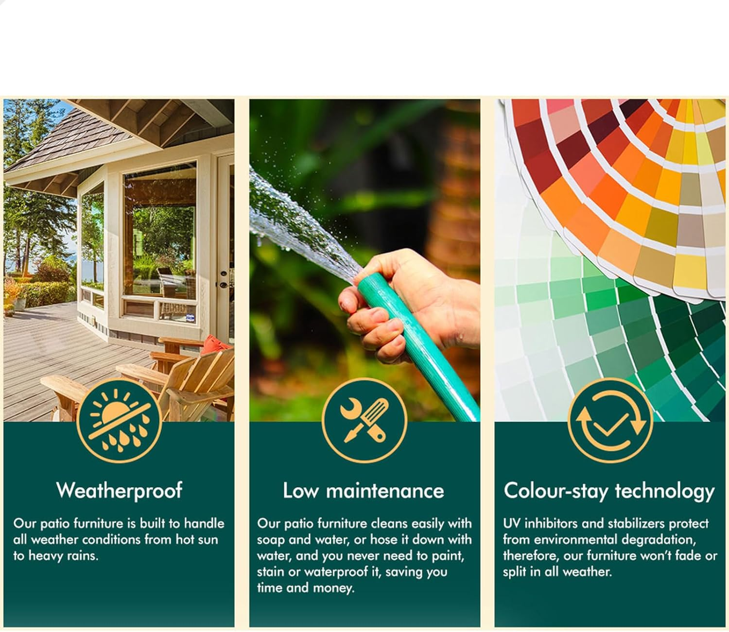 ALFORDSON Outdoor Patio Furniture 3Pcs Conversation Set, Wicker 3 Pieces Lounge Chair & Glass Coffee Table Setting, Steel Frame Garden Rattan Sofa with Cushions, Dark Grey