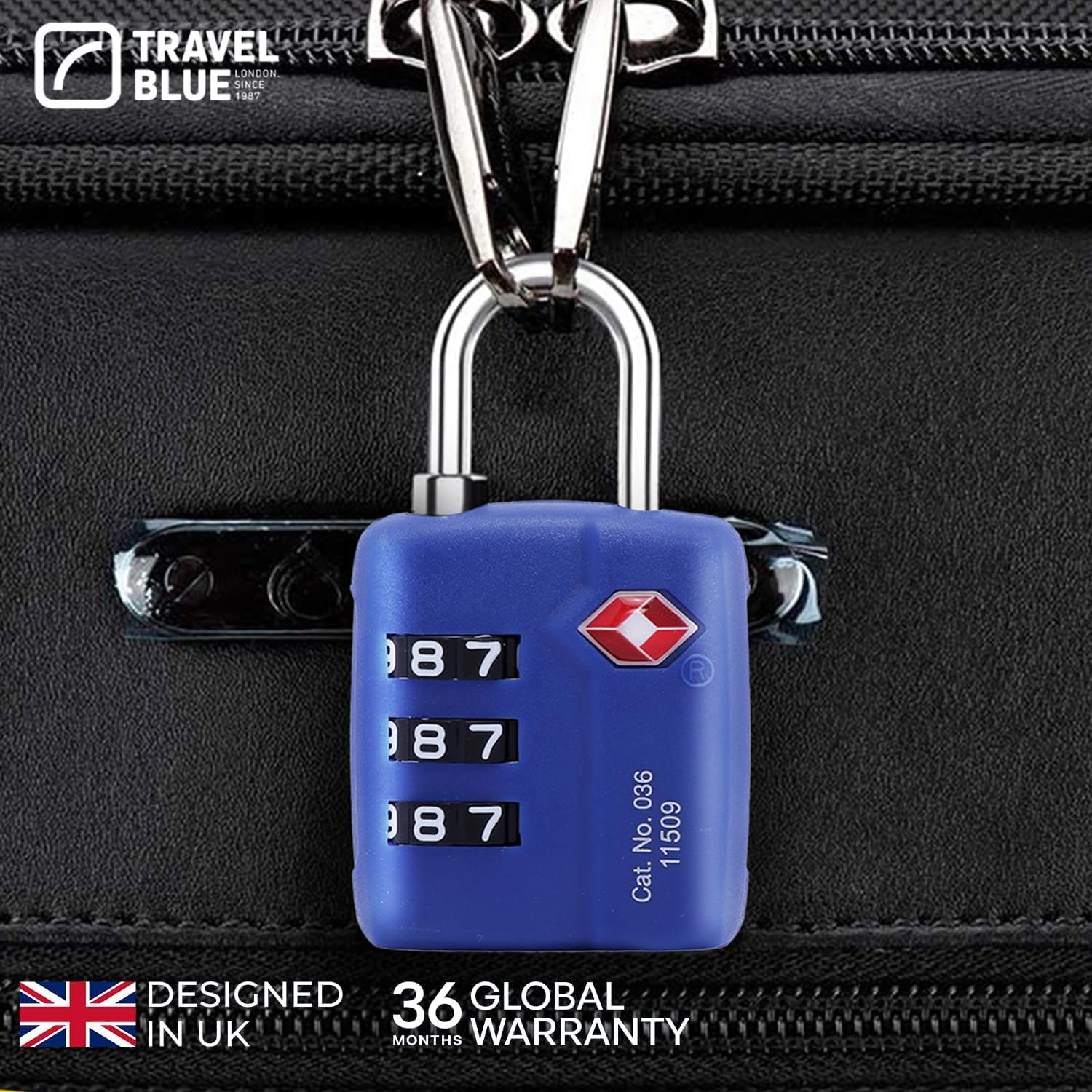 Travel Blue Combination Locks (TSA Classic, Blue, Single) image number 1