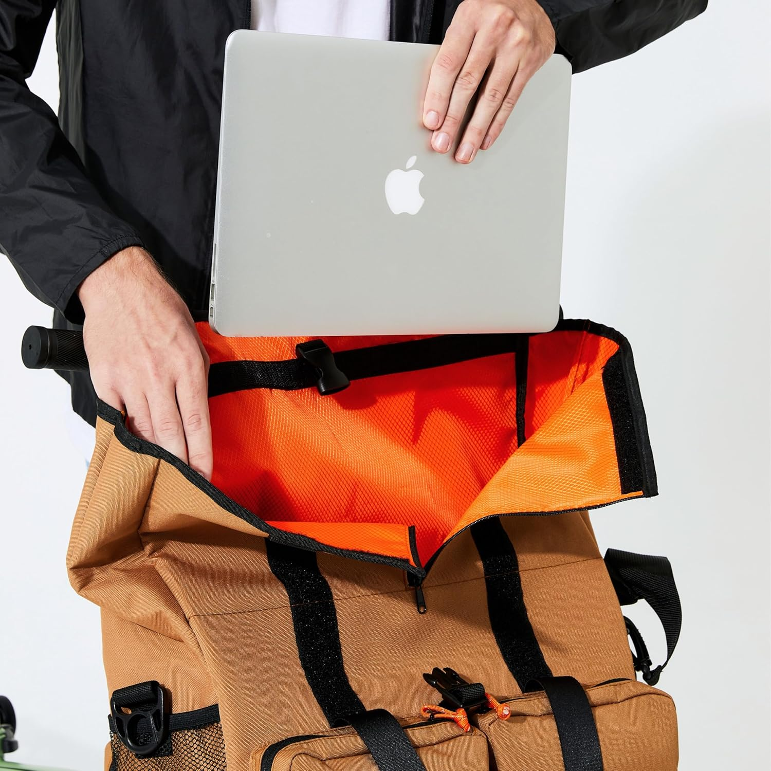 Vincita Large Black Minimal Brompton Bike Bag Accessory - with Laptop Compartment, Rain Cover, Shoulder Strap & Frame Mount image number 5