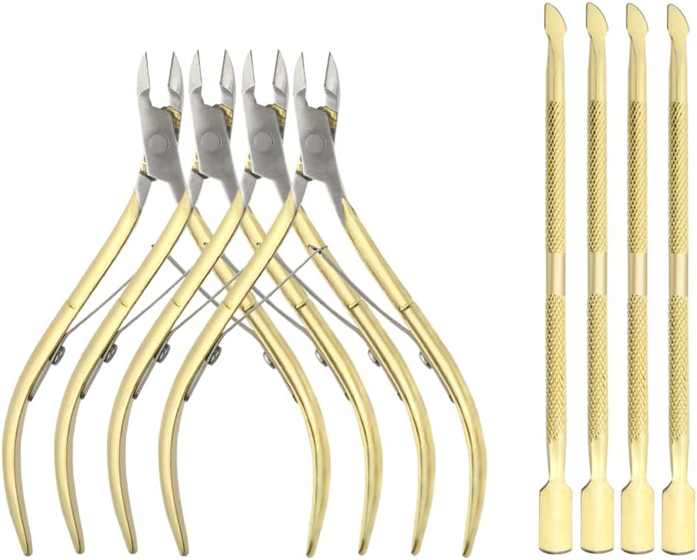 XINMEIWEN 8Pieces Cuticle Trimmer Cuticle Nipper Cuticle Remover Cuticle Cutter with Cuticle Pusher Stainless Steel Cuticle Cutter Clipper Nail Tools for Fingernails and Toenails (Rainbow)