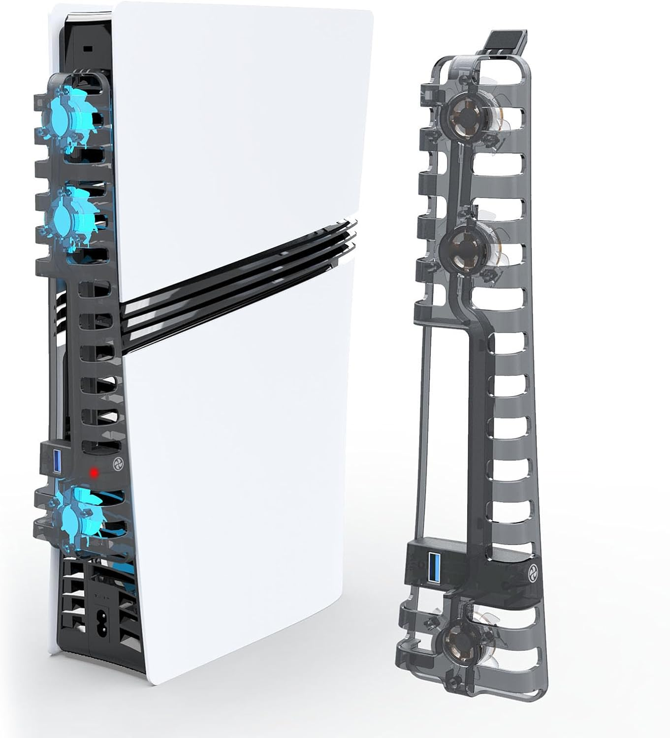 Cooling Fan for PS 5 Pro/Slim Console, PS 5 Silent Enhanced Cooling Fan with 3 High-Speed Fans & USB 3.0 Port, Auto Fan Speed Adjustable by Temperature, Auto Power On/Off image number 4