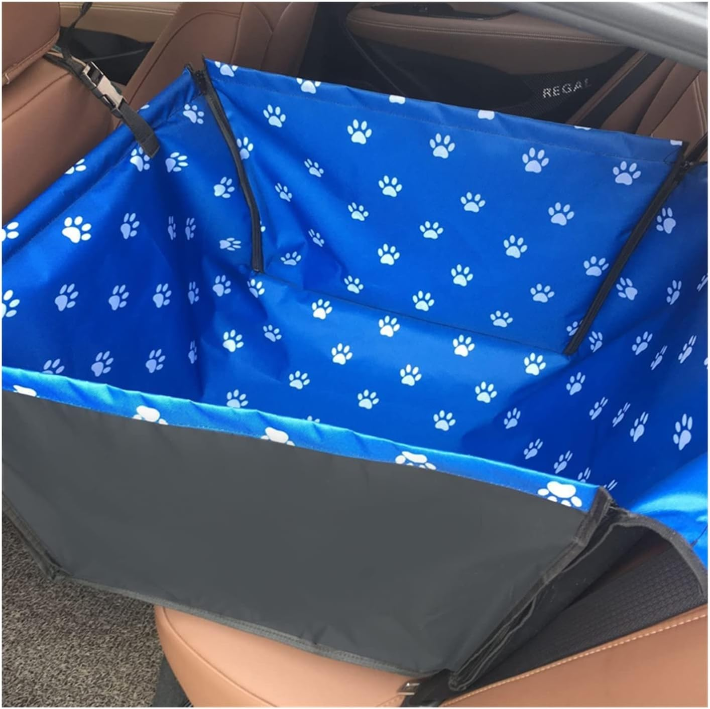 Dog Car Seat Cover Pet Carrier Dog Car Seat Cushion Suspension Mattress Carrying Dog Transport Dog Hammock(Color:Gray Footprint) image number 1