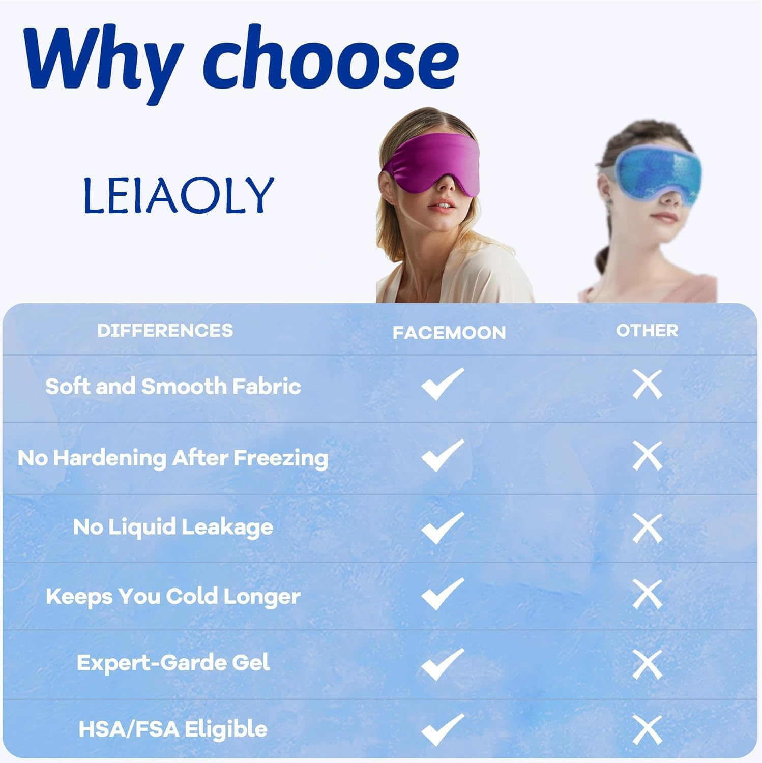 Cooling Eye Mask for Puffy Eyes, Cold Eye Mask Eye Ice Pack for after Eyes Surgery, Tension Stress Relief, Itchy Eyes, Headaches, Dark Circles - Purple - Purple image number 5