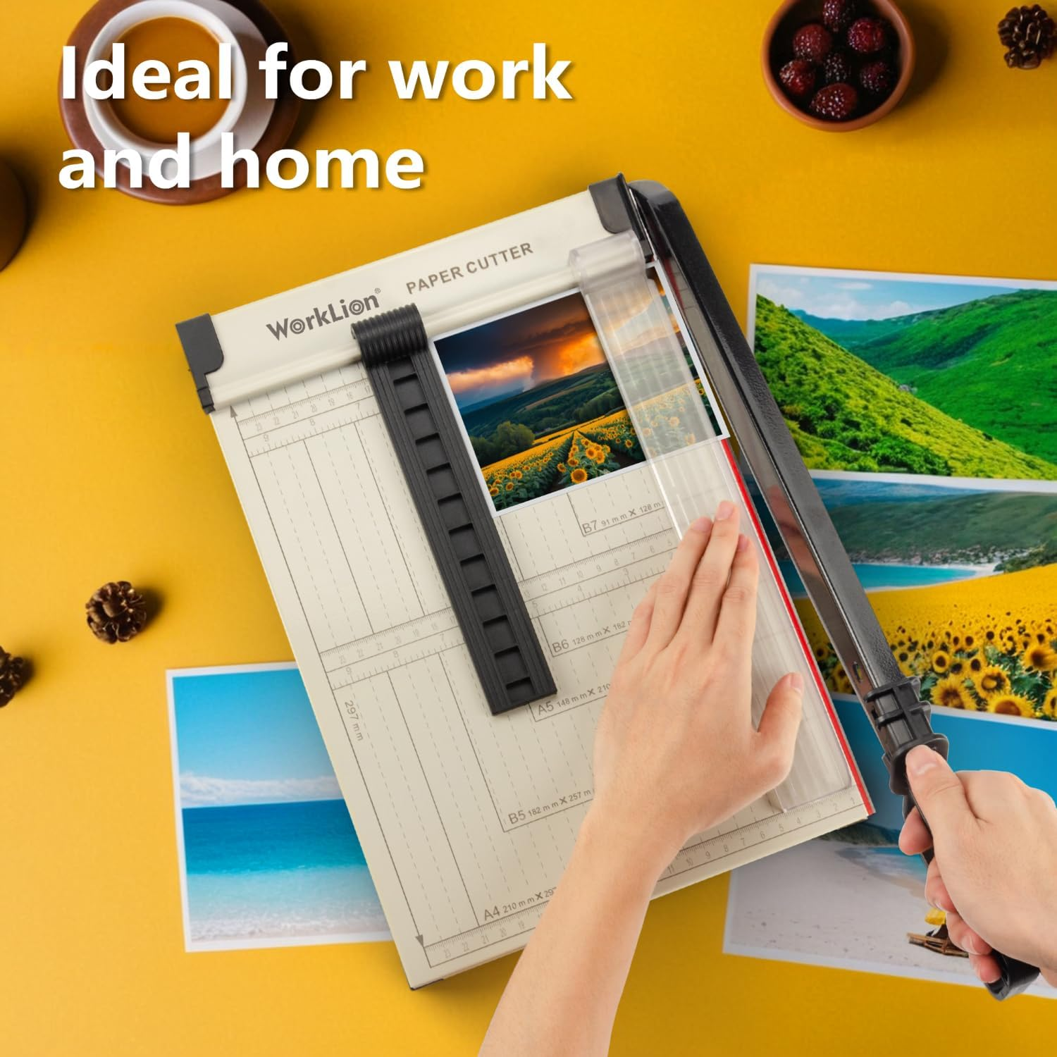 WORKLION Guillotine Paper Cutter A4 &ndash; Heavy Duty Paper Trimmer with Safety Guard,15 Sheets Capacity, Precision Guillotine Cutter for Cutting Paper, Card,Photos,Vinyl and More with Ease. image number 3