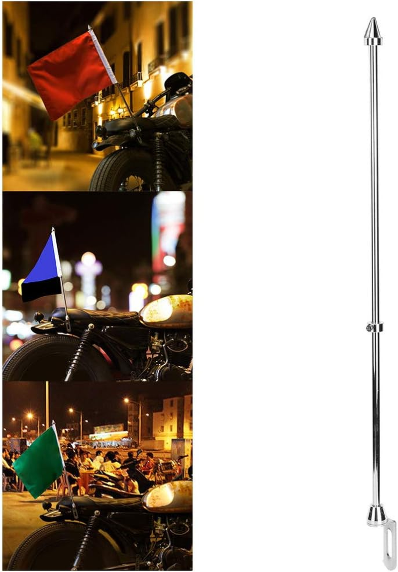 Universal Motorcycle Flagpole, Universal Motorcycle Rear Luggage Rack Mount Flag Pole Stainless Steel Luggage Rack Pole Accessory (Plating Color) - Black image number 3