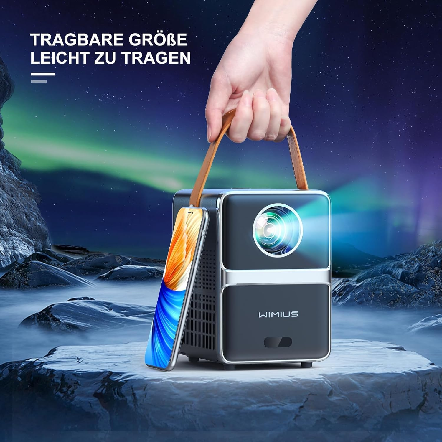 Mini Projector 4K Support Full HD 1080P Portable Projector,E-Focus and Auto Keystone Projector with 5G Wifi and Bluetooth,50% Zoom Movie Projector for Bedroom/Home Theater/Outdoor/Gift image number 2