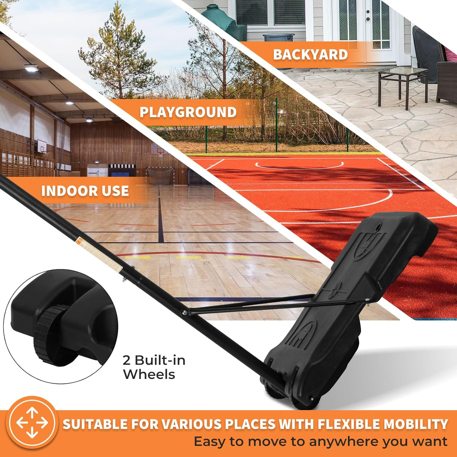 OUROAD Basketball Hoop Stand, Height Adjustable Basketball System W/Wheels for Indoor Outdoor Use