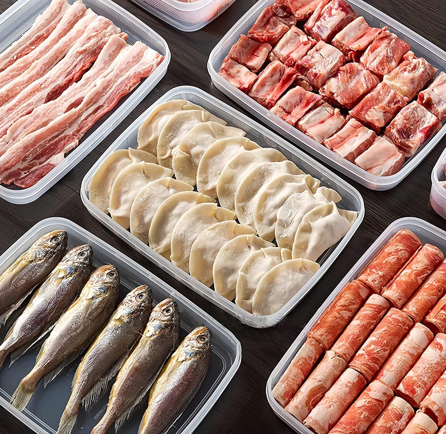 2 Pack Plastic Bacon Box, Deli Meat Saver Cold Cuts Fridge Keeper, Cheese Food Storage Container with Lid for Refrigerator, Shallow Low Profile Christmas Cookie Holder image number 3