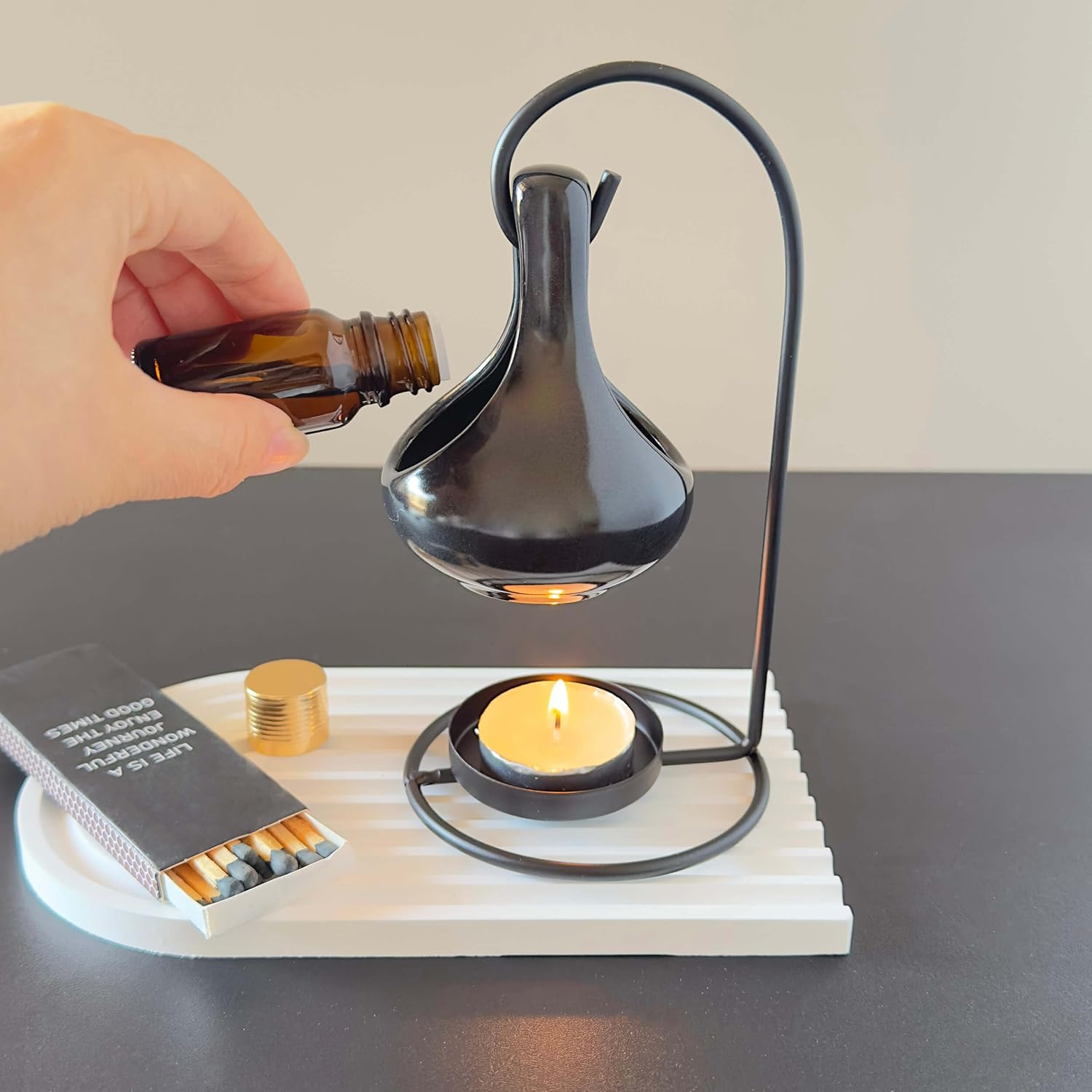 Black Tealight Wax Warmer, Essential Oil Warmer, Tea Light Candle Holder image number 6