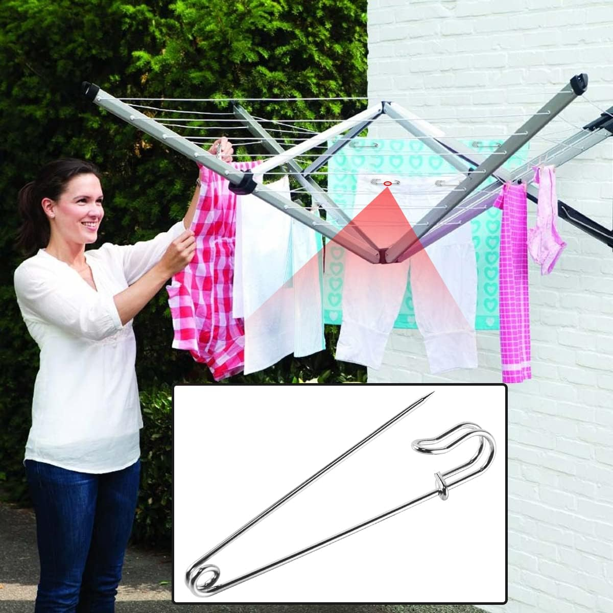 Large Safety Pins Strong for Clothes 4Inch 12 PCS Metal Kilt Pins Heavy Duty Blanket Pins Extra Large Steel Nappy Pins Safety Lock for Arts & Crafts image number 2