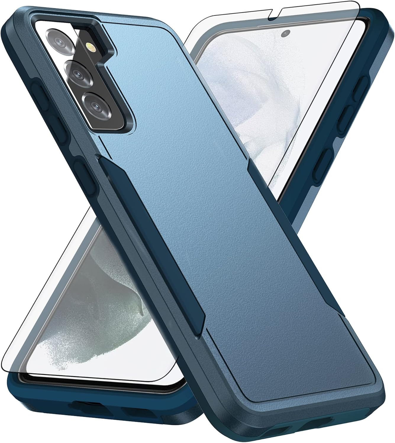 Asuwish Phone Case for Samsung Galaxy S21 5G 6.2 Inch with Tempered Glass Screen Protector Cover and Slim Thin Hybrid Full Body Protective Dual Layer Back Cell Accessories S 21 21S G5 Women Men Blue