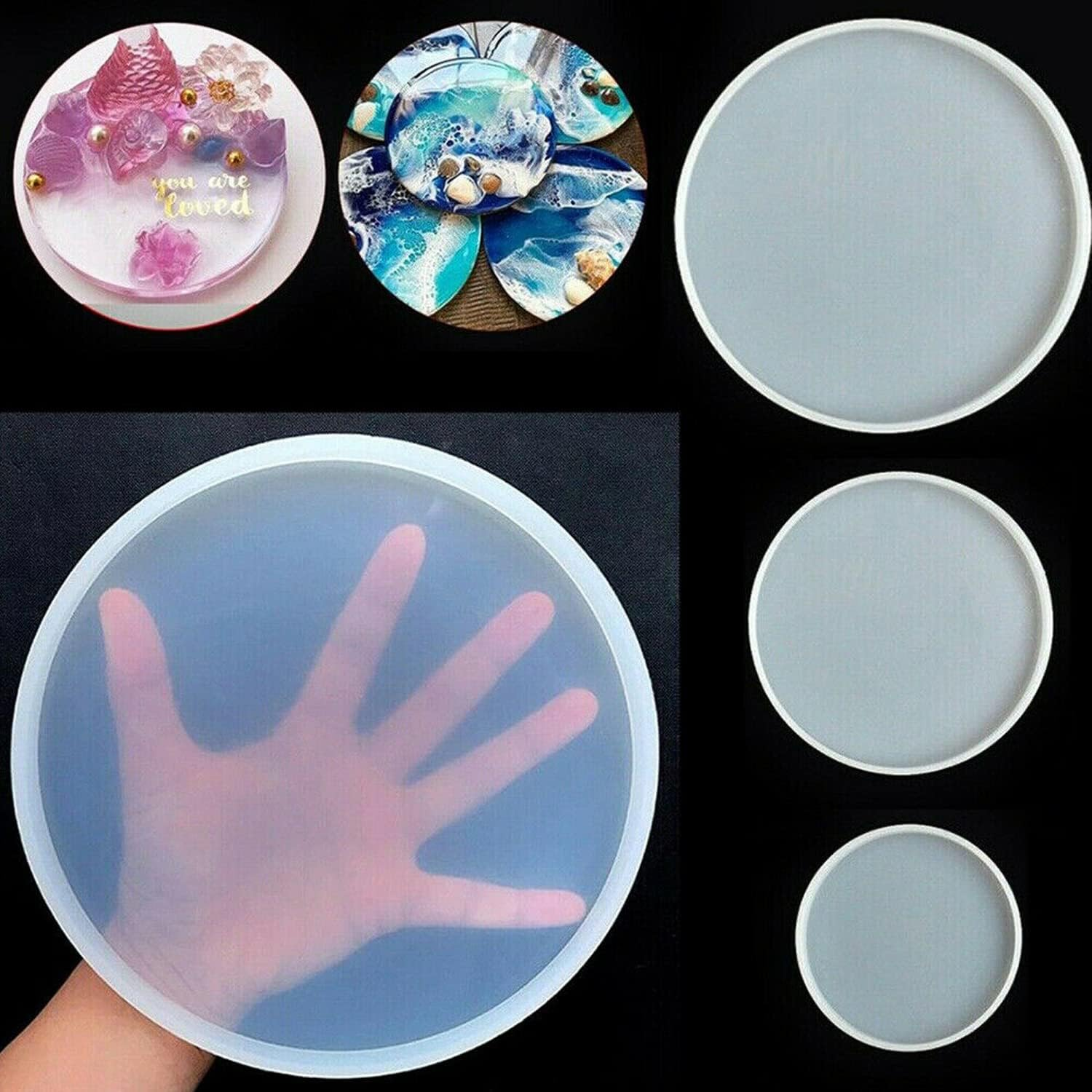 Round Coaster Resin Casting Mould Epoxy Mold Silicone DIY Tool Jewelry Agate Making Craft (8Cm) image number 5