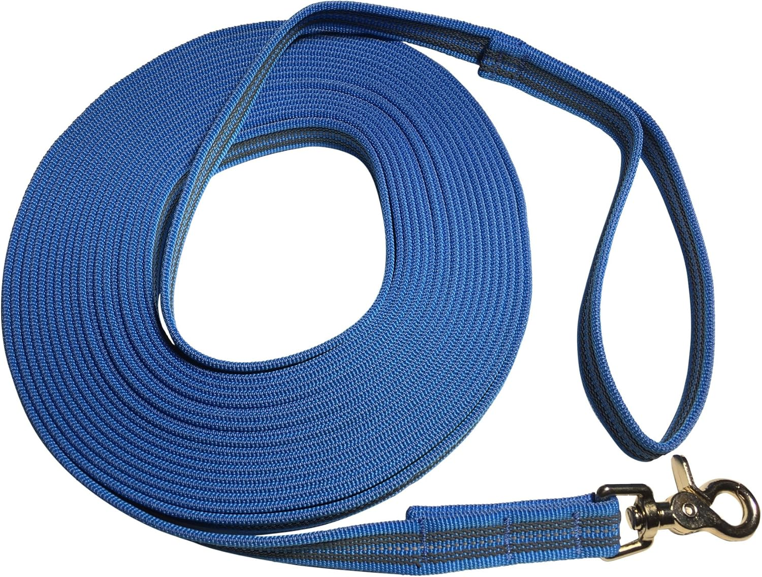 DOGS and MORE - Rubberised Recall Lead/Search Lead/Field Lead with Reflective Strips => 10 Metres (With Hand Loop) - Orange, Blue or Purple