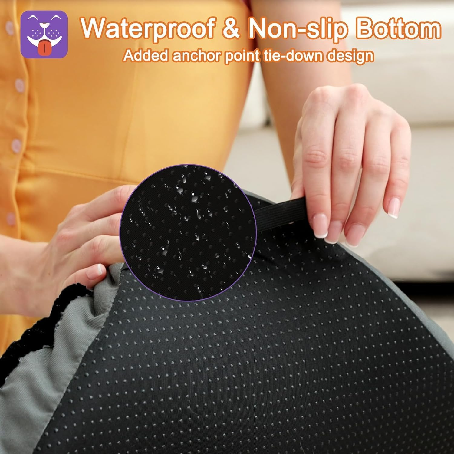 ALANMOND Dog Bed for Large Dogs, Fluffy Dog Mat, Medium Dogs, Washable Dog Basket, Waterproof, Non-Slip, Breathable, Pet Bed, Dog Mattress, Grey, 61 X 43 Cm image number 6