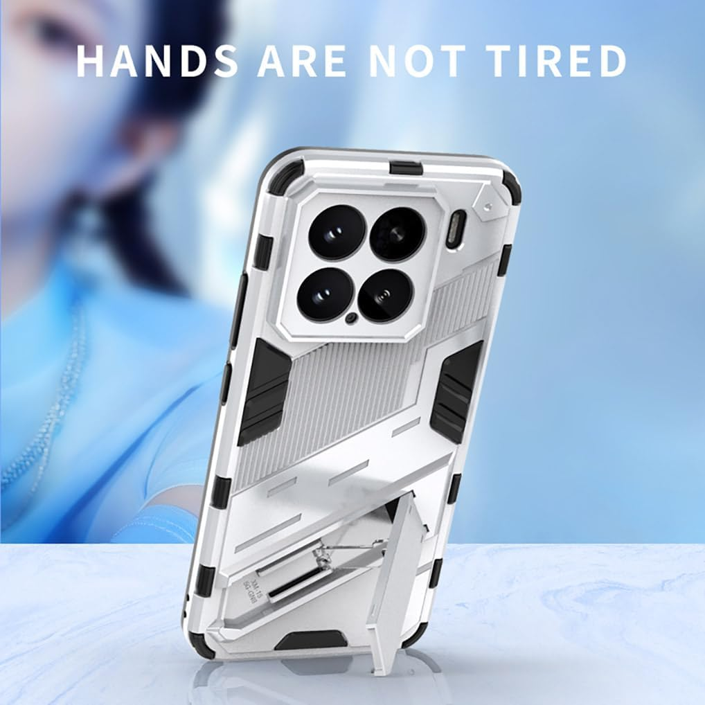 SEAHAI Case for Xiaomi 15 5G, [Military Shockproof Case] Ultra Thin Hard PC Soft TPU Protective Mobile Phone Case with Sturdy Foldable Stand - Black