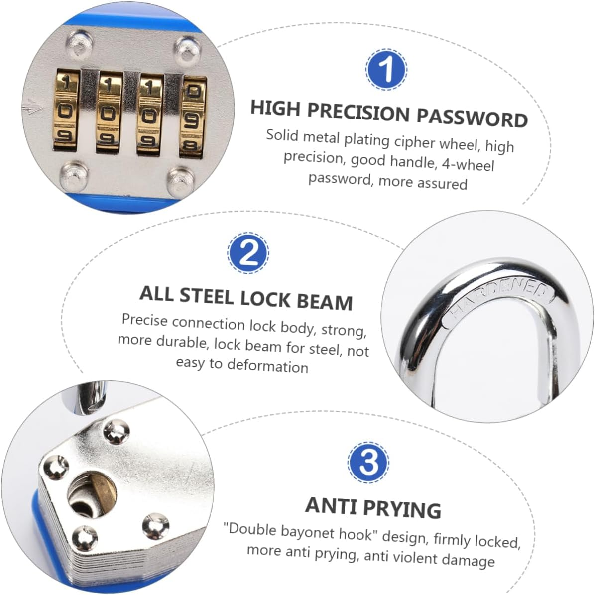 Large Household Password Luggage Lock with 4-Digit Combination, Sturdy Metal Construction, 45Mm Heavy-Duty Design for Reliable Home and Travel Use image number 5