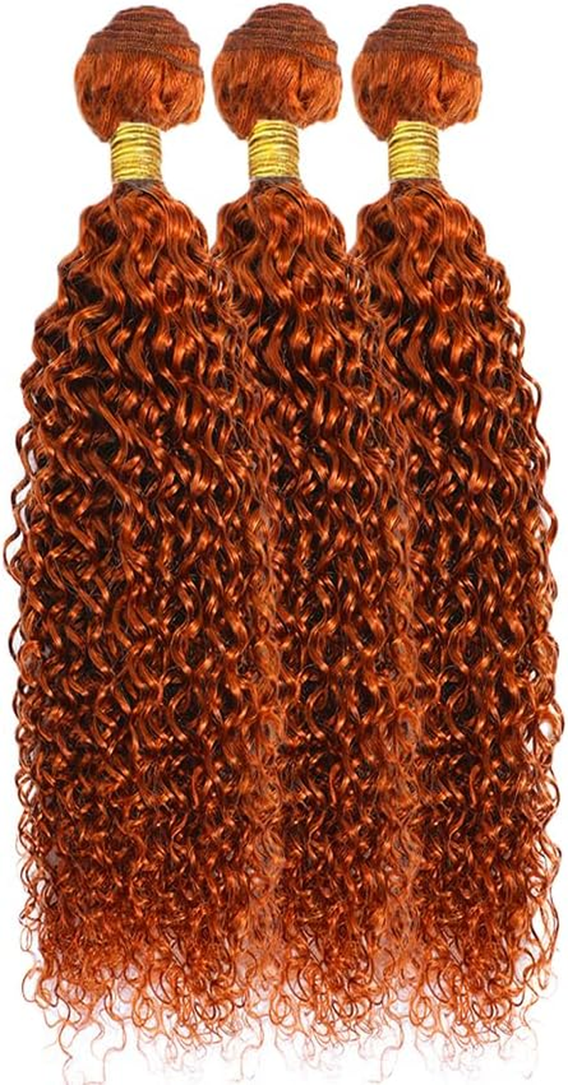 Color Human Hair Bundles 350 Bundles Curly Human Hair Orange Ginger Human Hair Bundles 3 Packs 28" 28" Brazilian Remy Human Hair Orange image number 5