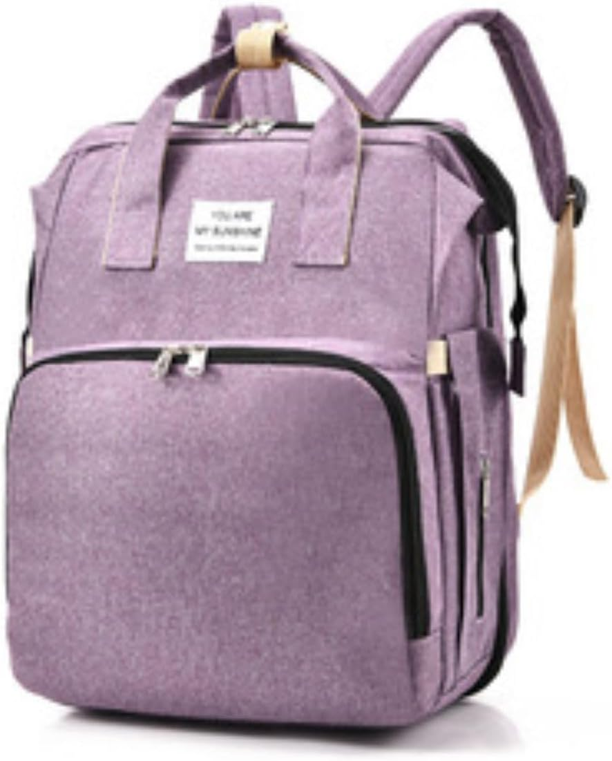 Fashionable Mommy Bag Folding Baby Bed Mother Large Capacity Portable Milk Bottle Diaper Double Shoulder Mom'S Bag image number 1