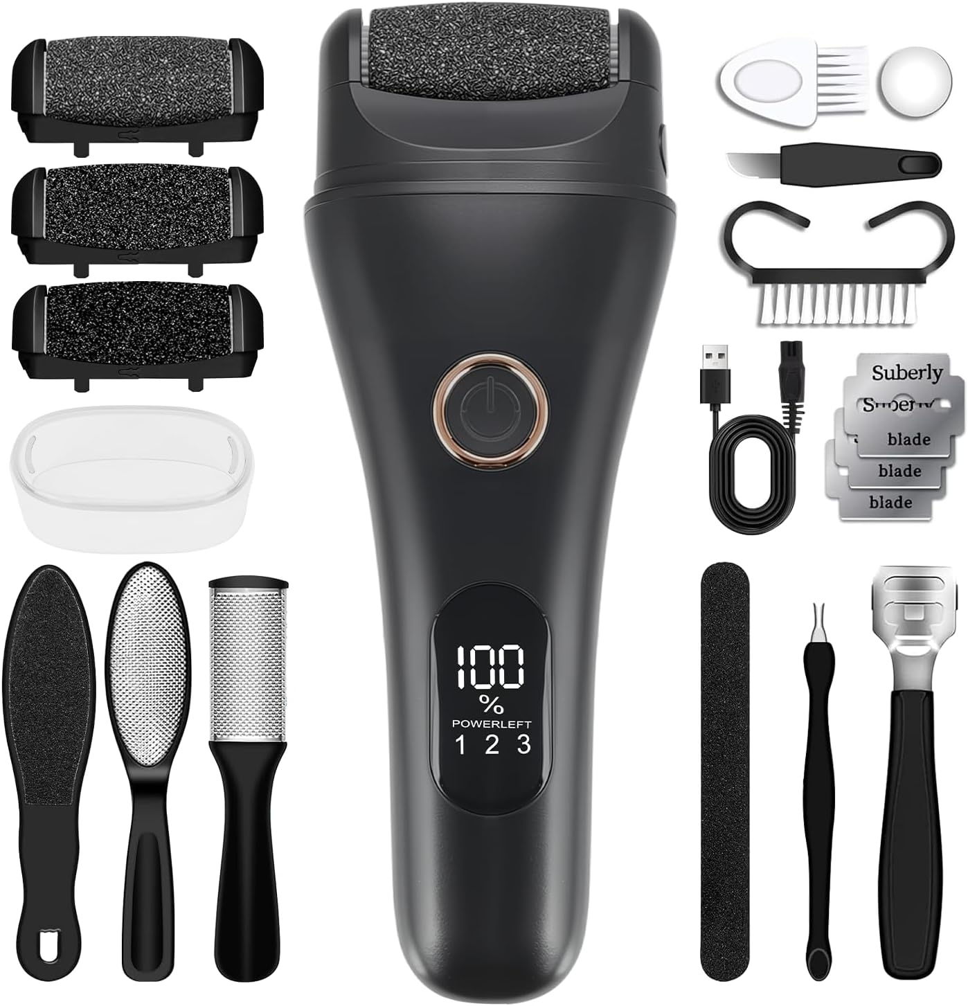 Callus Remover for Feet, Electric Foot Scrubber with Larger Grinder&Lcd Display,3 Speed Foot File Professional Pedicure Tools, Foot SPA to Remove Callus Cracked&Hard Dead Skin - Wet&Dry Using