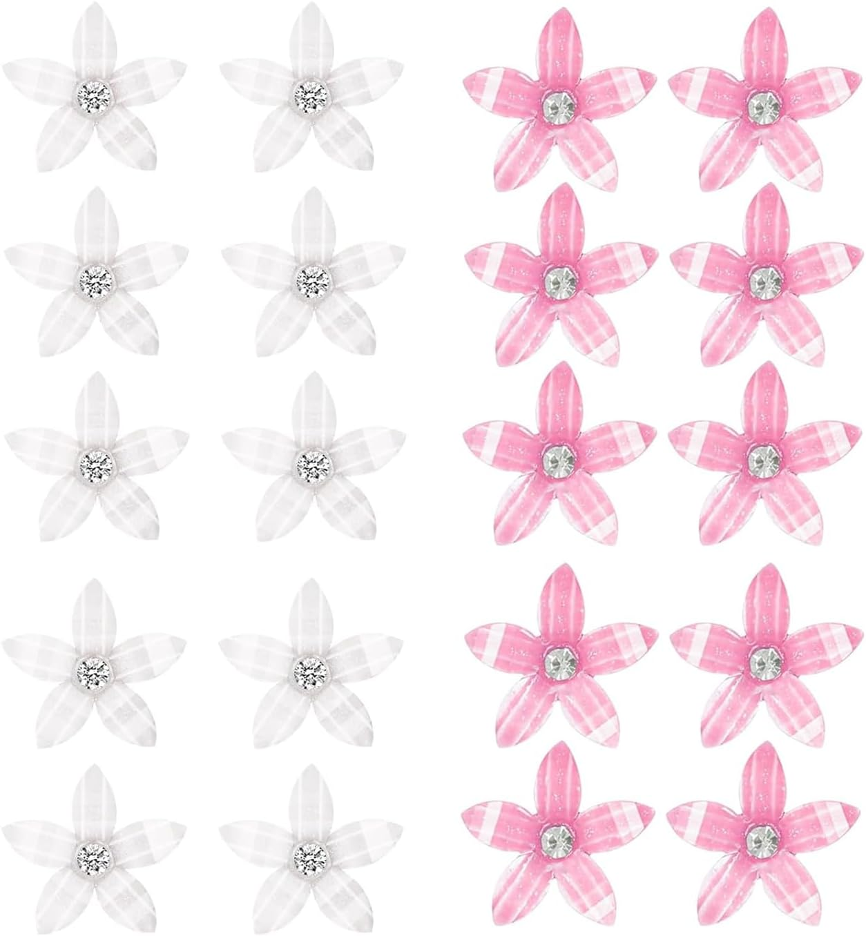 AYNKH 20 Pieces Small Lily Hair Clips White Pink Rhinestone Cute Metal Pins for Girls Women Bridal Wedding Decorative Daily Hair Accessories image number 1