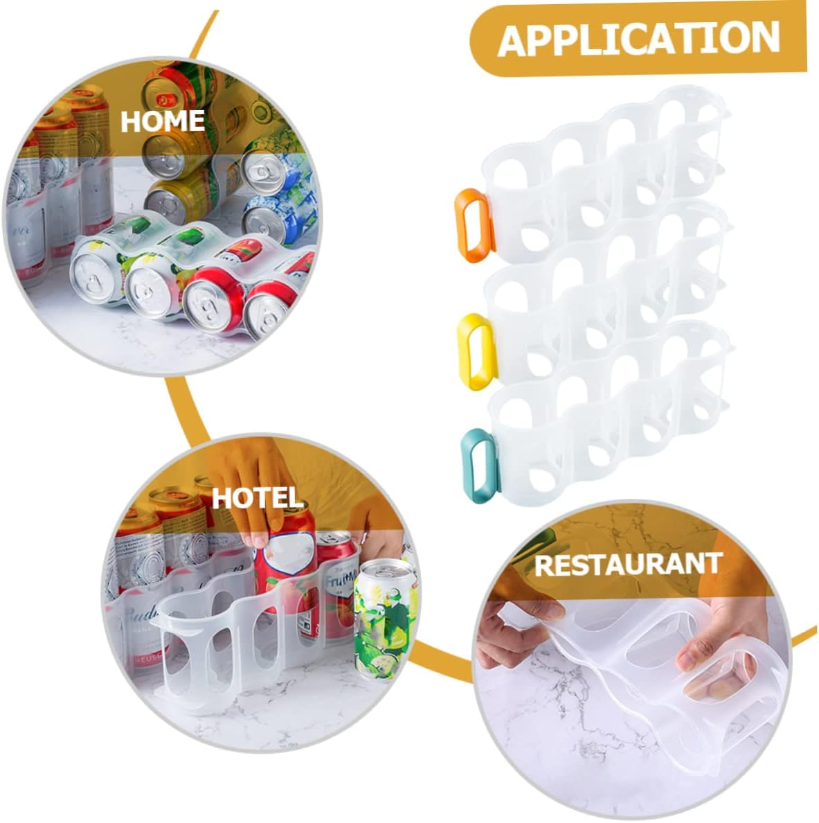 Beverage Can Organizer for Refrigerator 3-Pack Clear Plastic Can Holders Space-Saving Drink Storage Rack for Kitchen Bar Pantry image number 6