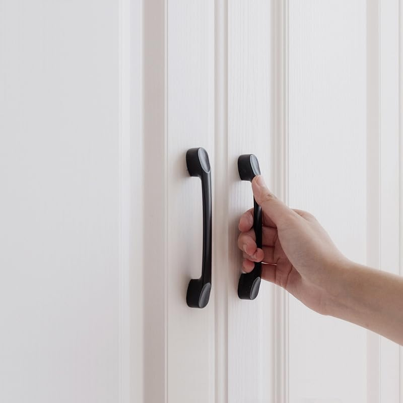 Set of 10 Matt Black Cabinet Door Handles and Pulls,Hardware Furniture Drawer Handles,Zinc Alloy Kitchen Cabinet Wardrobe Door Handles Pull,135Mm Long,Handles Hole Center 96Mm with Screw image number 3