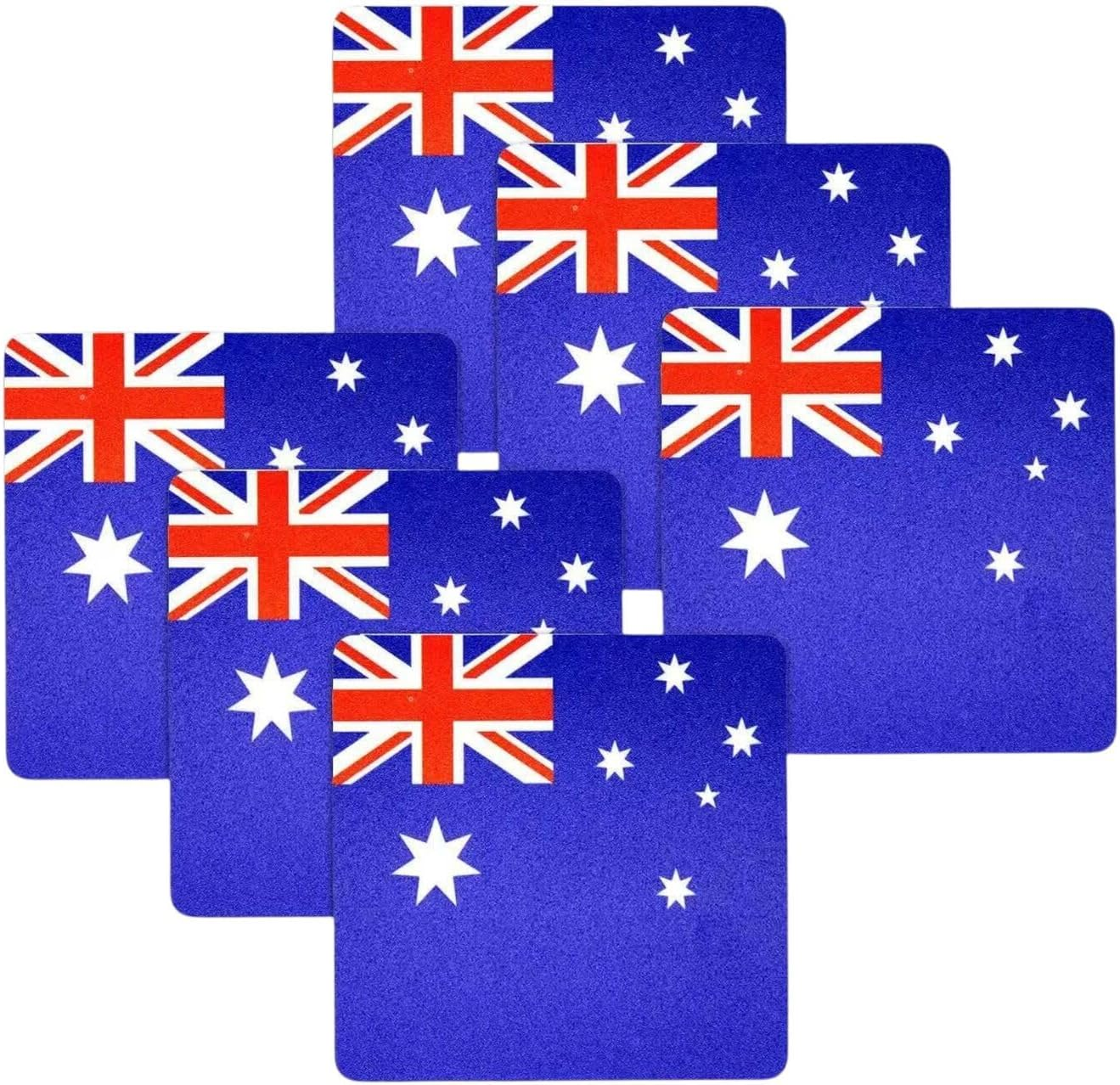 Australian Flag Coasters 9.5Cm &ndash; Square Drink Coaster Set for Tea Coffee Bar | 6, 18 or 36 Pack &ndash; Glossy Patriotic Design, Aussie Home Decor Gift (6, One Size) image number 1