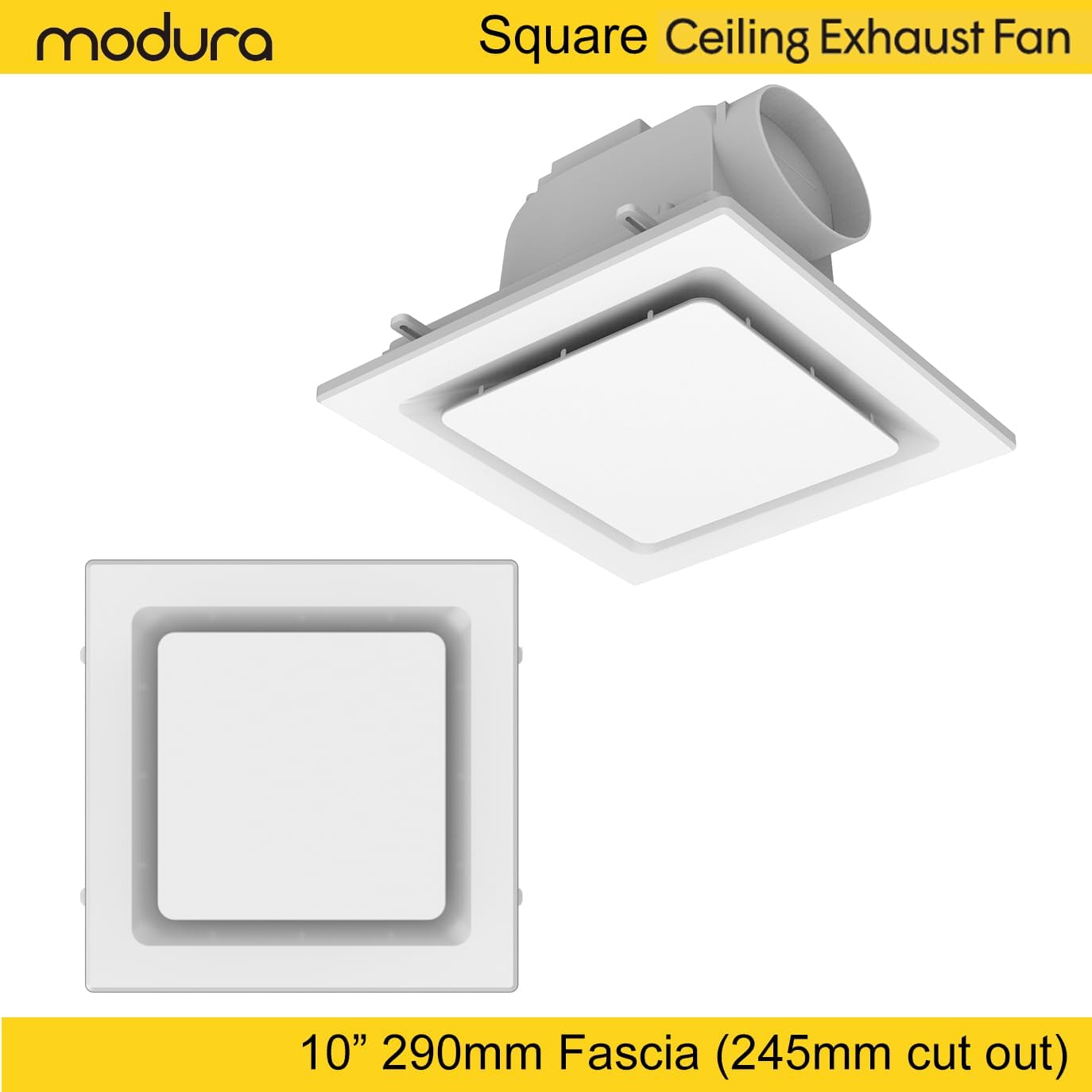 Modura Allair Classic 10" 250Mm Square Ceiling Mount Duct Exhaust Fan Bathroom image number 3
