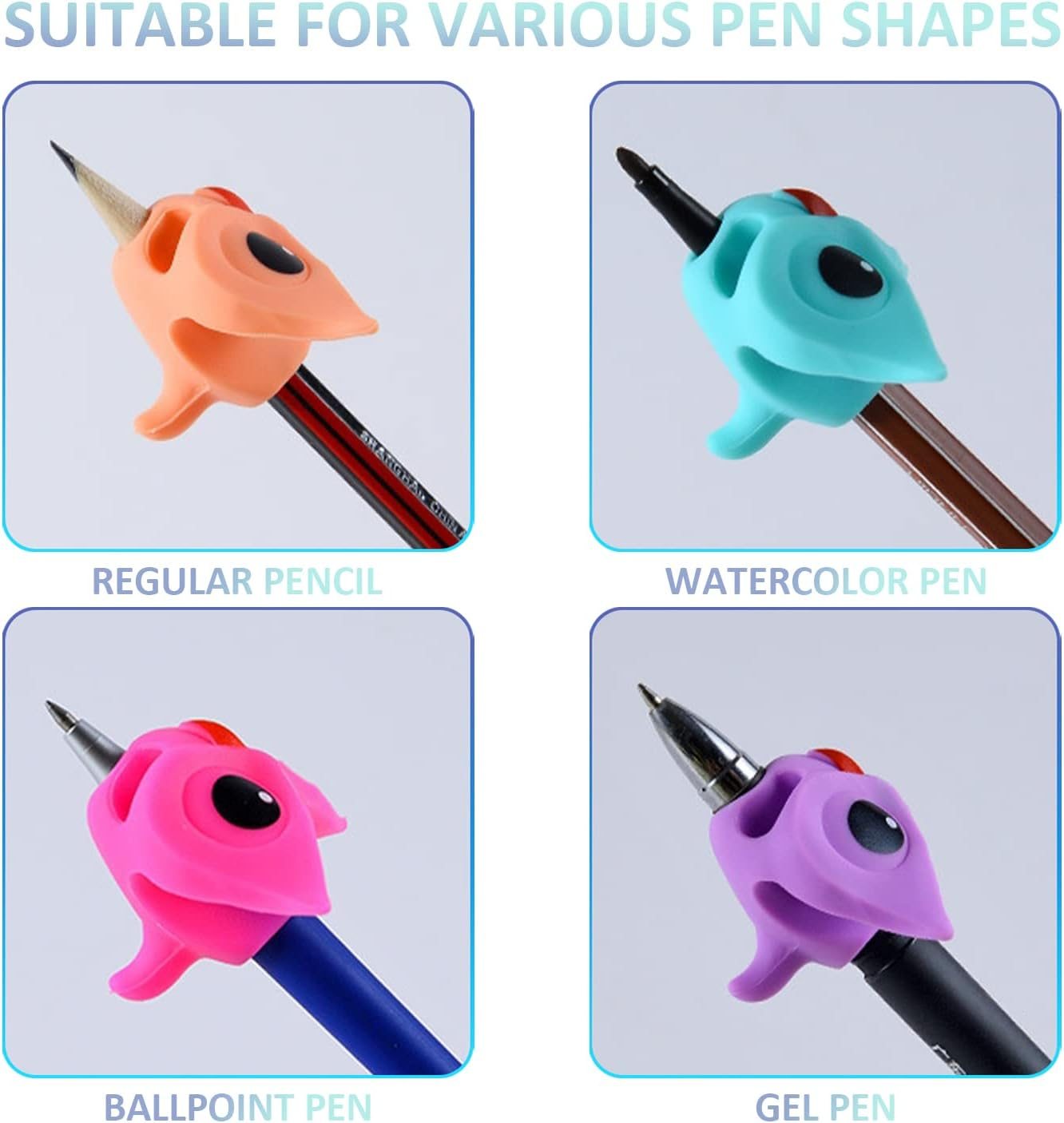 LSYYSL 6 Pencil Grips for Kids, Silicone Finger Grips, Writing Aids, Colourful Owl Pen Holder, Posture Correction Tool, School Supplies, for Preschool Kids, Left Handed Right-Handed image number 1