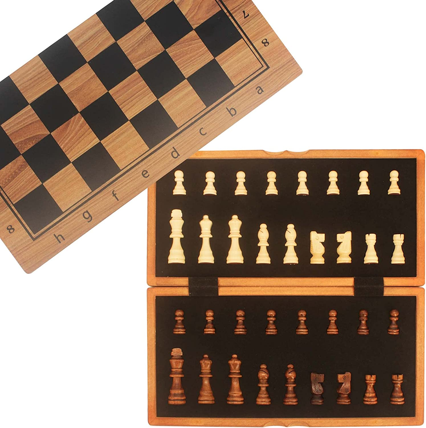 Chess Set Foldable Chess Board Game Sets with Crafted Pieces/2 Extra Queens/Family Games (CKW-001) image number 3