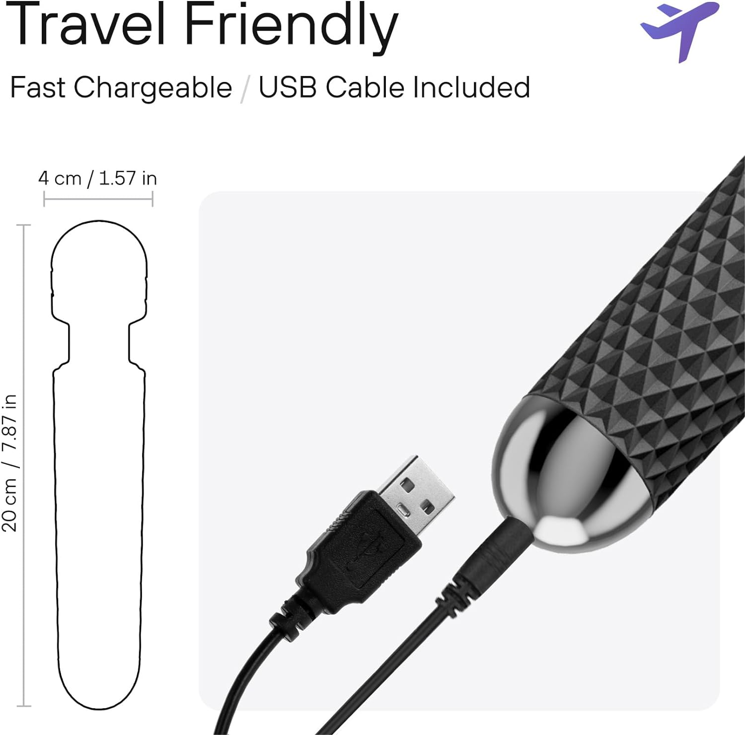 Wireless Full Body Massager by BED GEEK Handheld Waterproof Electric Massage Skin Soft Silicone 20 Patterns 8 Speeds (Black) - Black image number 3