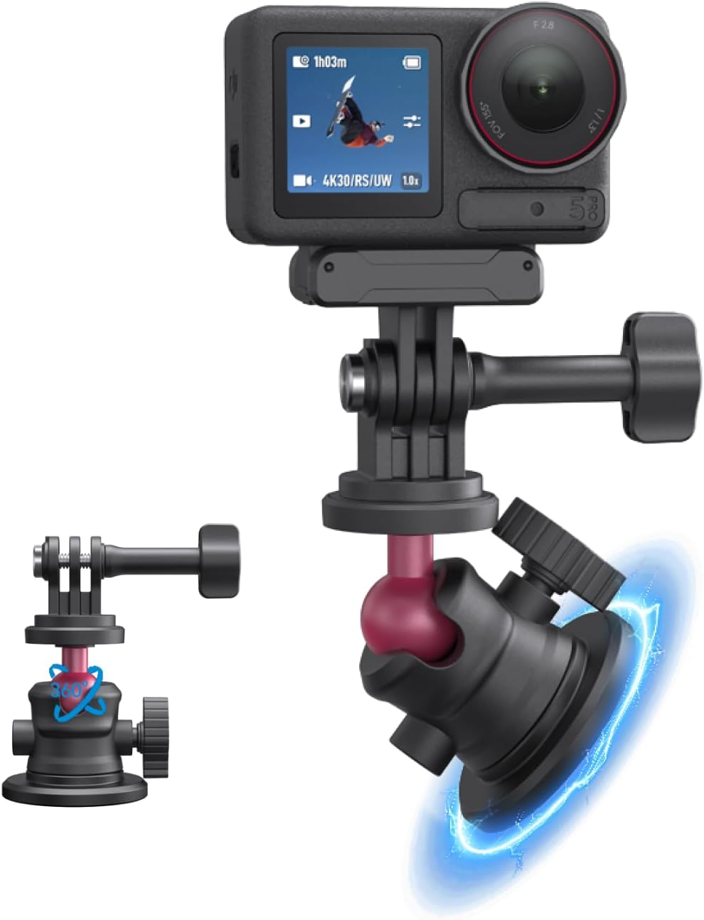 TELESIN Magnetic Mount Magnet Metal Mounts for Action Camera, 360&deg; Quick Car Holder Attachment for DJI Action 6 5 Pro 4 Pocket 3 Gopro Max Hero 13 12 11 10 9 8 7 Insta360 X5 X4 X3 Mounting Accessory image number 1