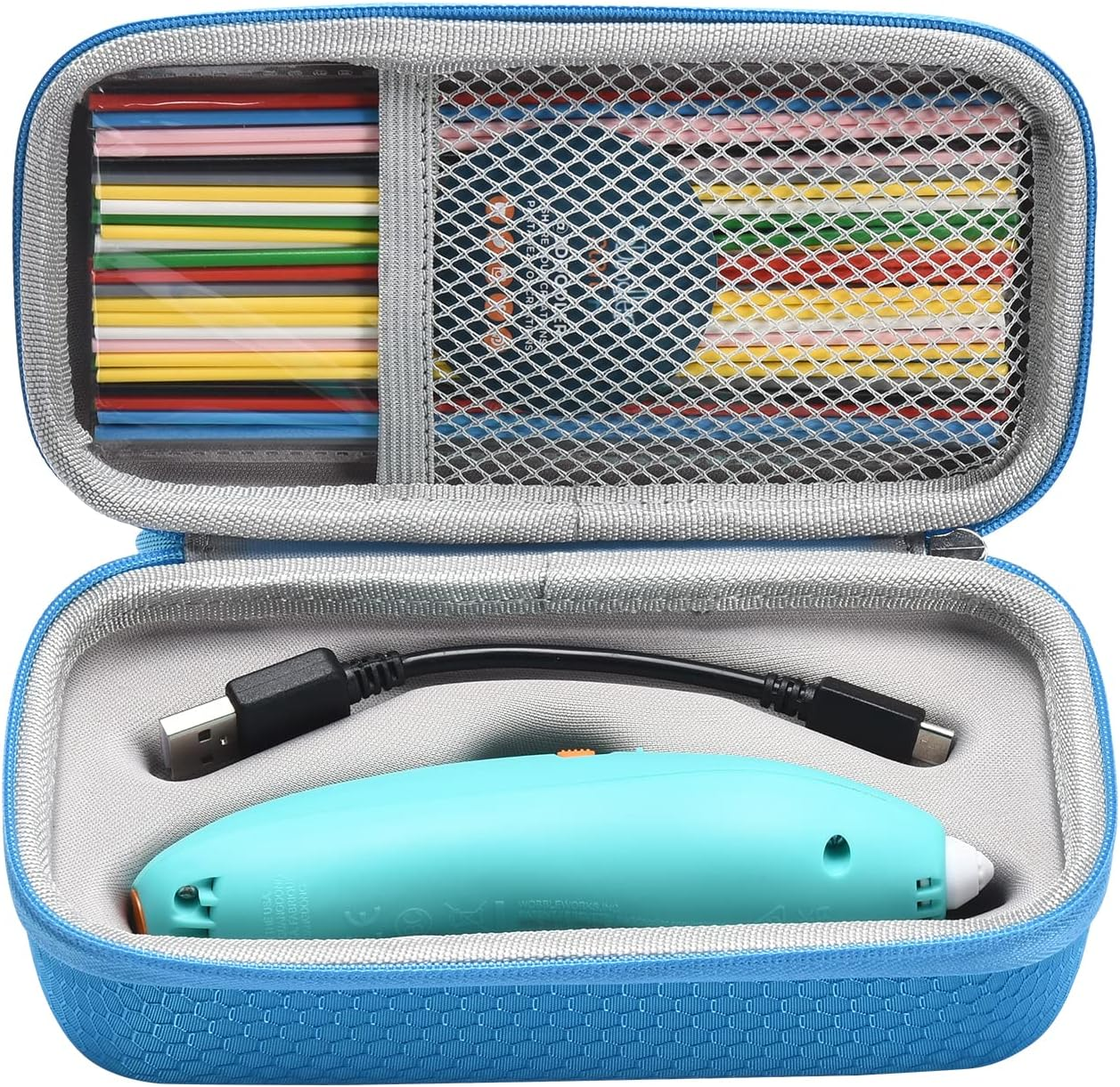PALUMMA 3D Pen Carrying Case for 3Doodler Start+ Essentials 3D Pen Storage Case, Hard Travel Case for 3D Printing Pen and Accessories, Blue, Carrying Case image number 2