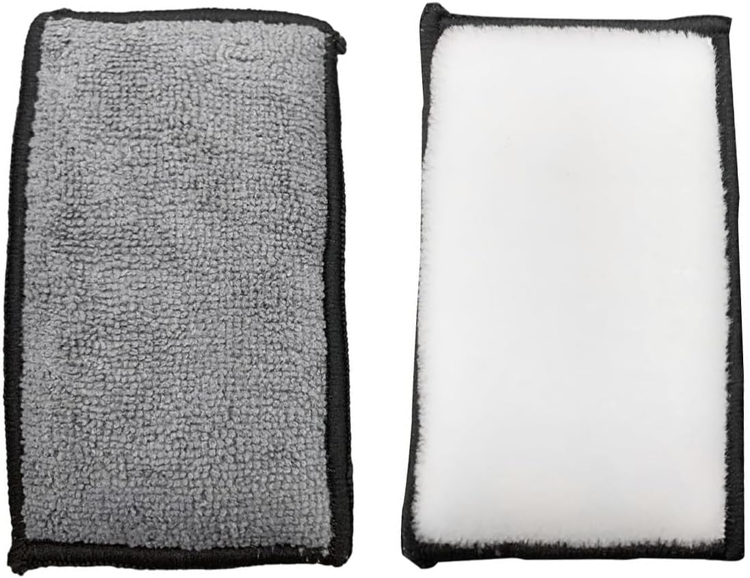 Tzylomirx 5"&times;3" Car Interior Scrubbing Sponges, Microfiber Car Wash Sponges, Auto Detailing Scrub Pads for Cleaning Car Leather, Plastic, Vinyl, Upholstery (2Pcs, Gray & White) image number 5