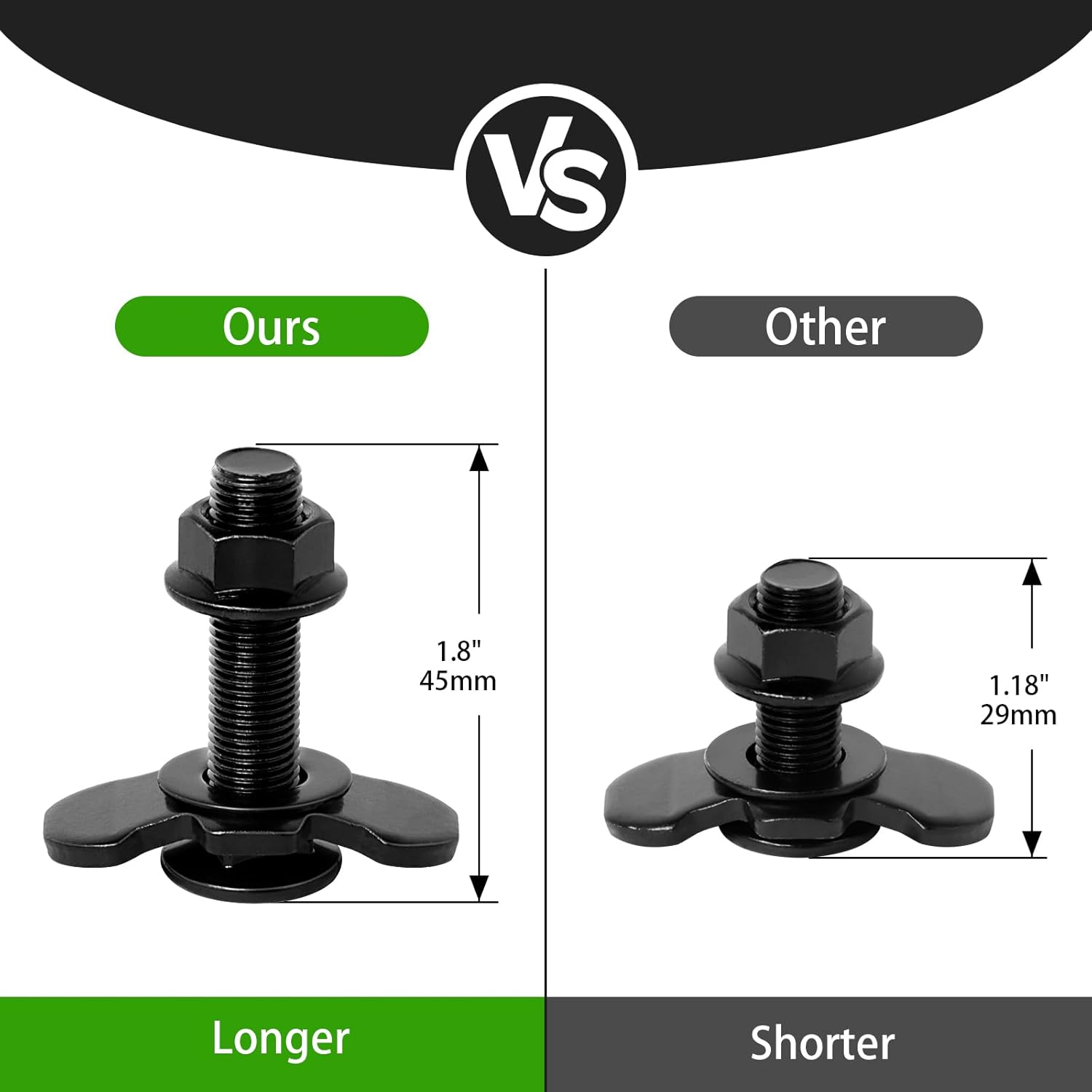 L Track Threaded Stud Fittings L-Track Threaded Double Stud Lug Fitting Tie Down, Used with L Track Rails for Truck Bed or Trailer Cargo Control, Pack of 10, Black image number 1